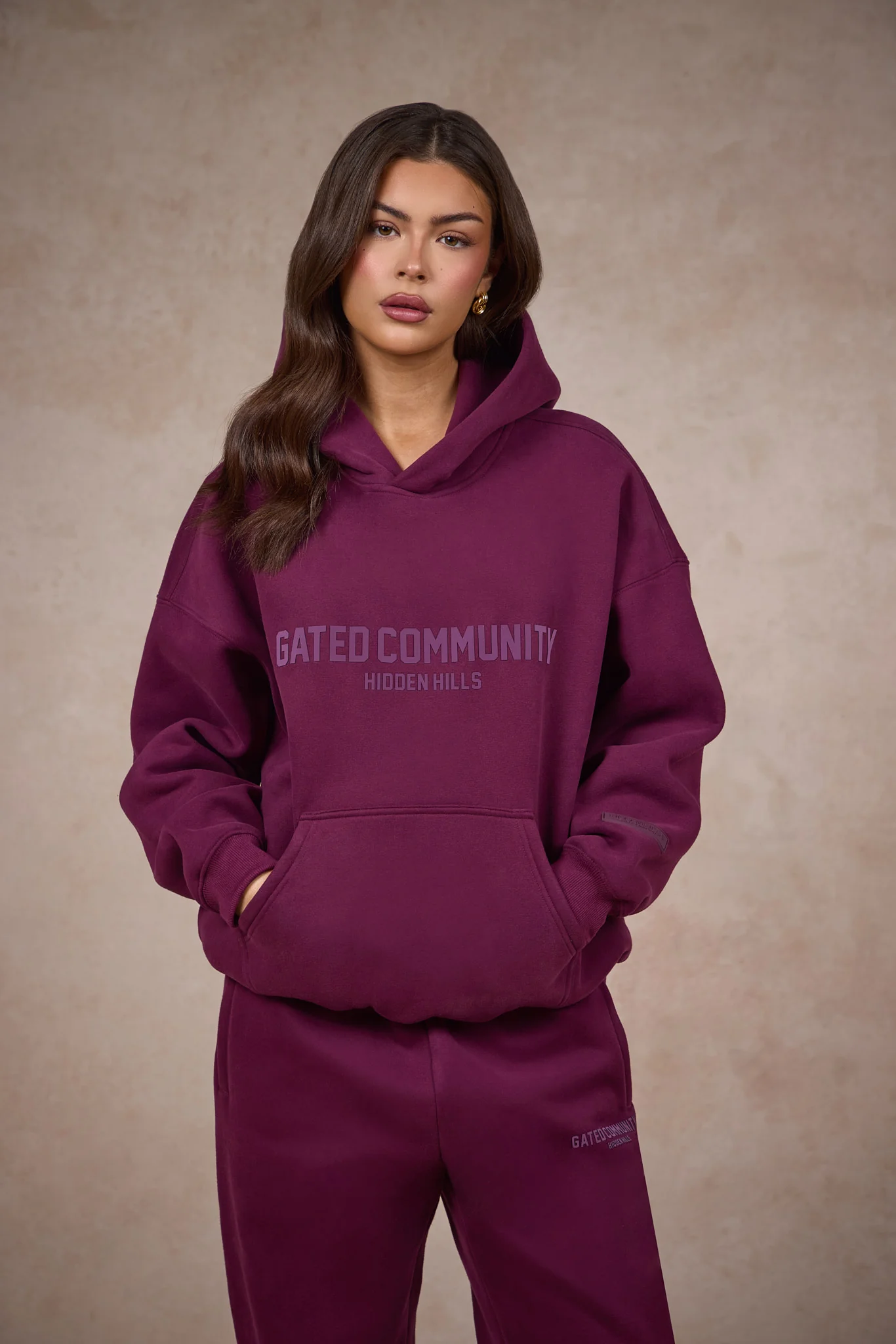 BASICS HOODIE DARK PLUM - Image 3