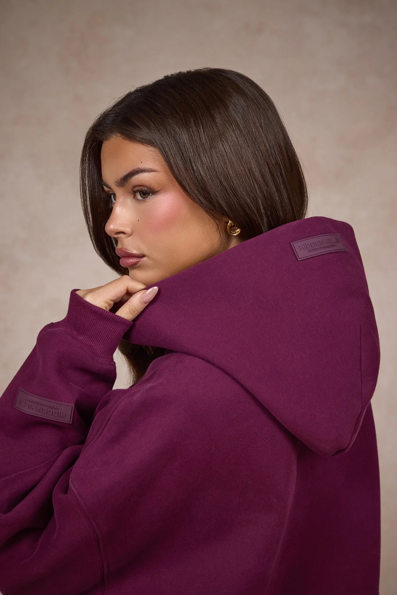 BASICS HOODIE DARK PLUM - Image 4