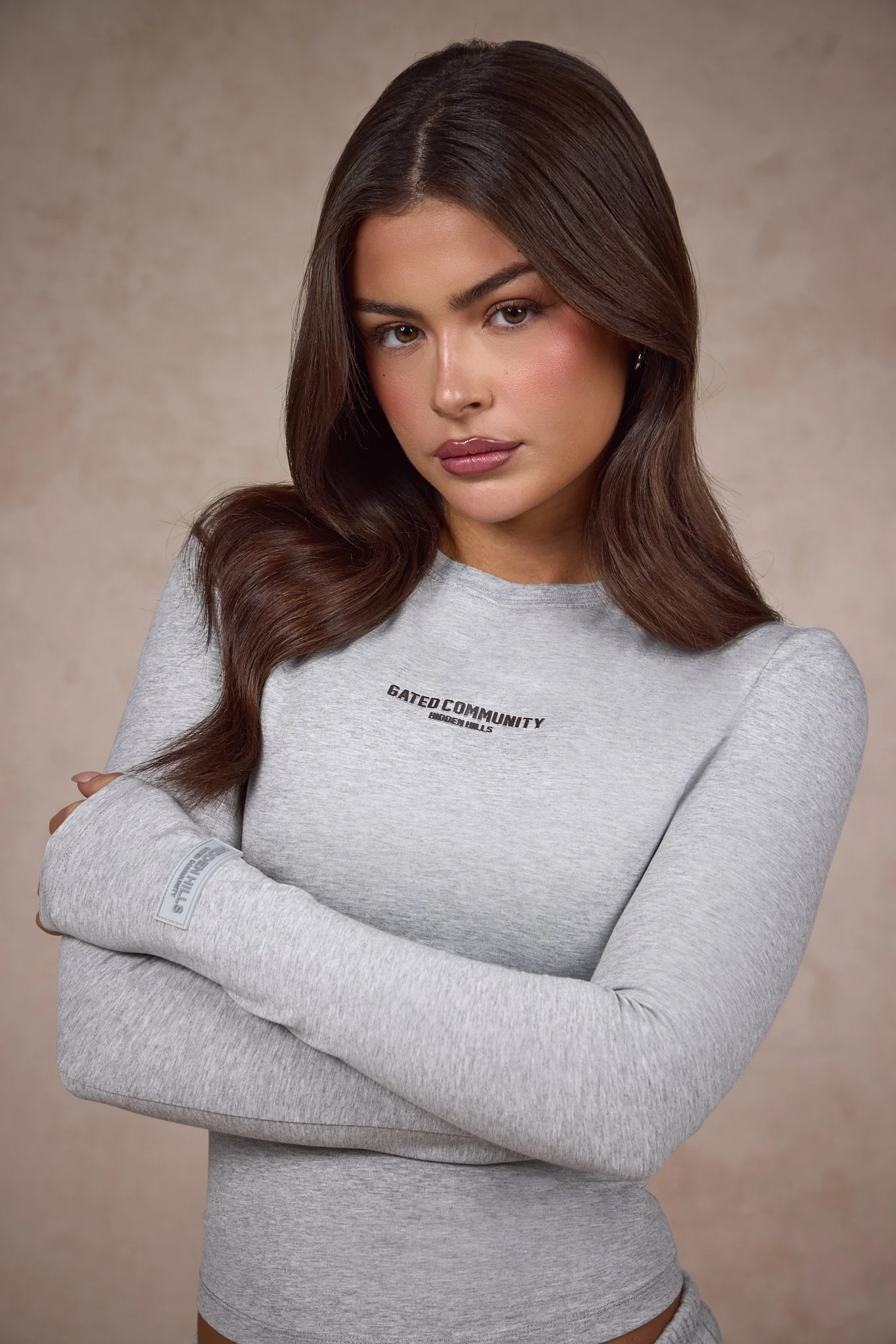 BASICS LONGSLEEVE TOP MEDIUM GREY - Image 3