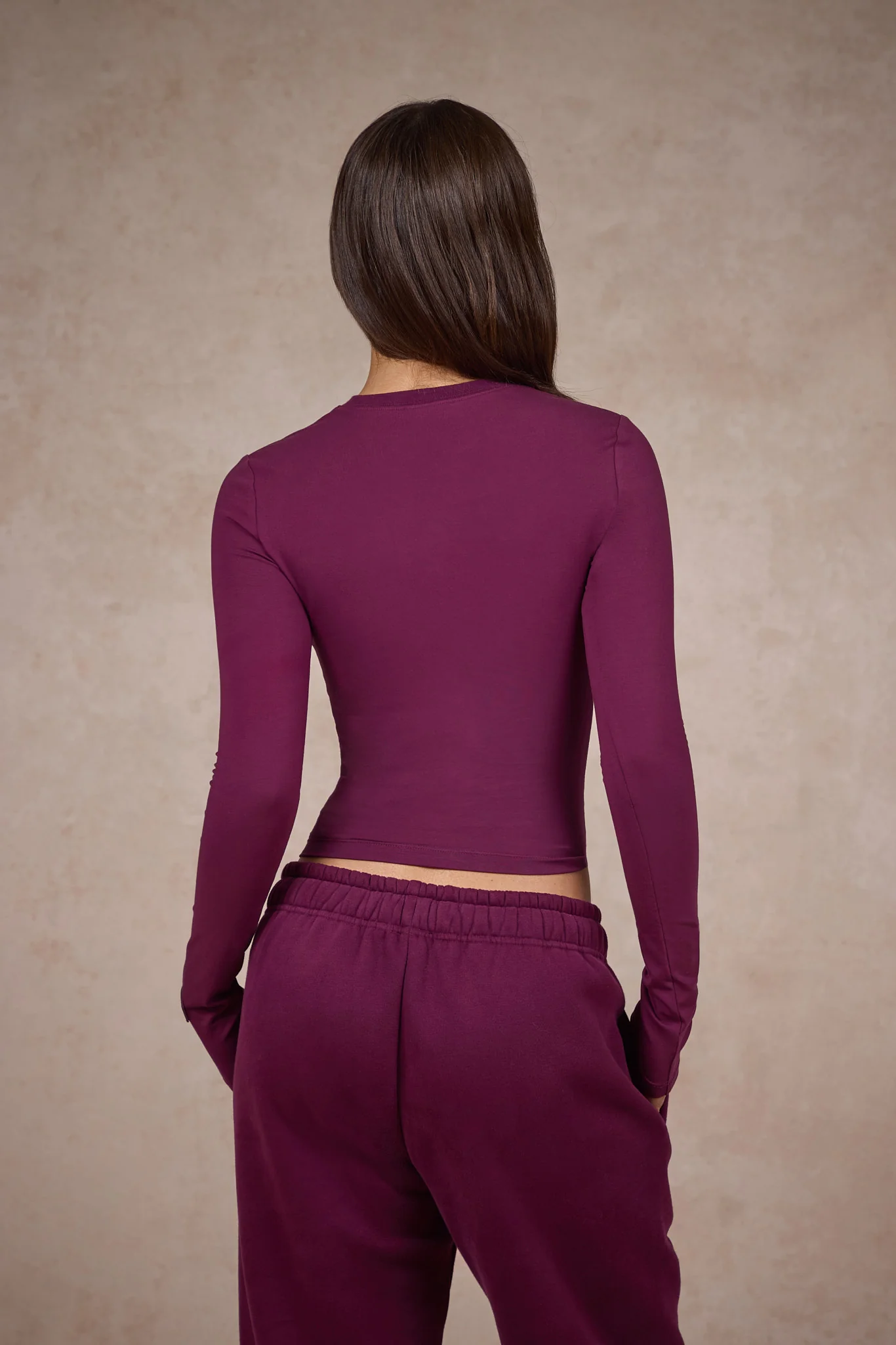 BASICS LONGSLEEVE TOP DARK PLUM - Image 3