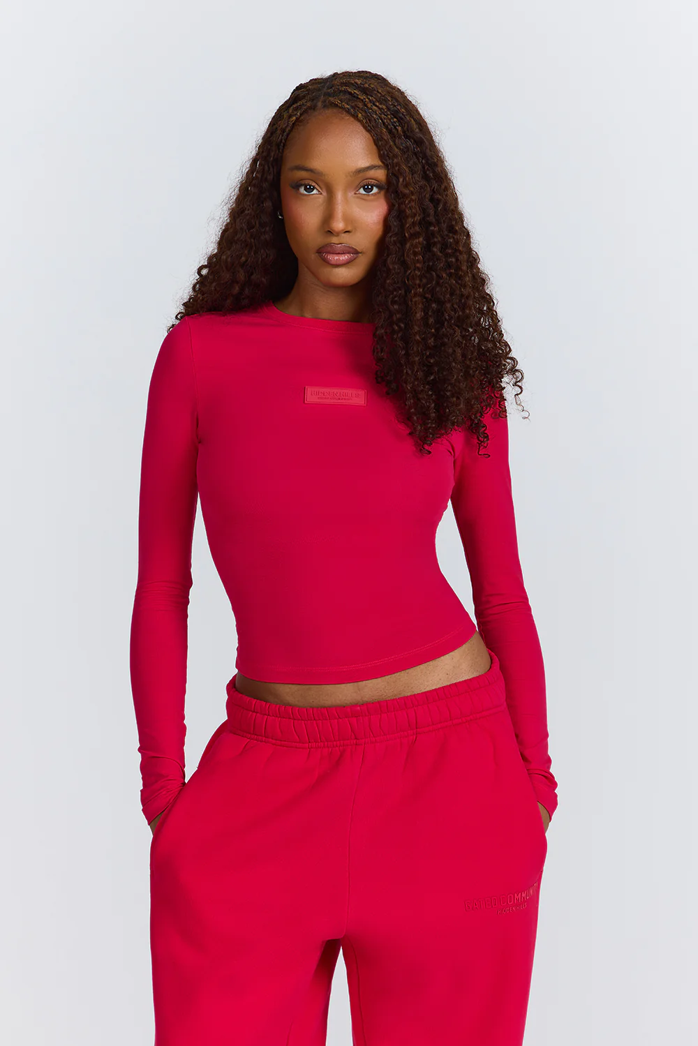 BASICS LONGSLEEVE TOP RASPBERRY RED