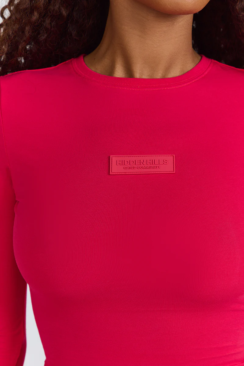 BASICS LONGSLEEVE TOP RASPBERRY RED - Image 2