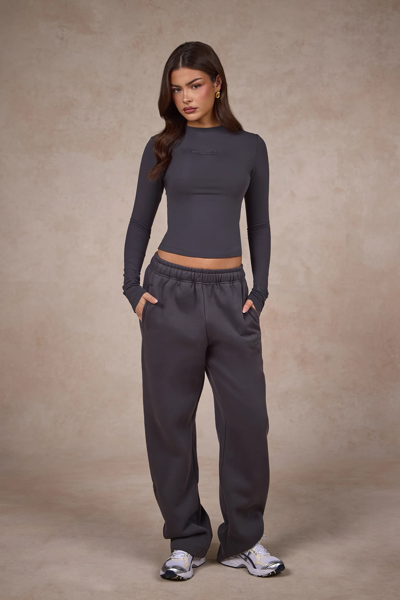 BASICS LONGSLEEVE TOP DARK GREY - Image 3