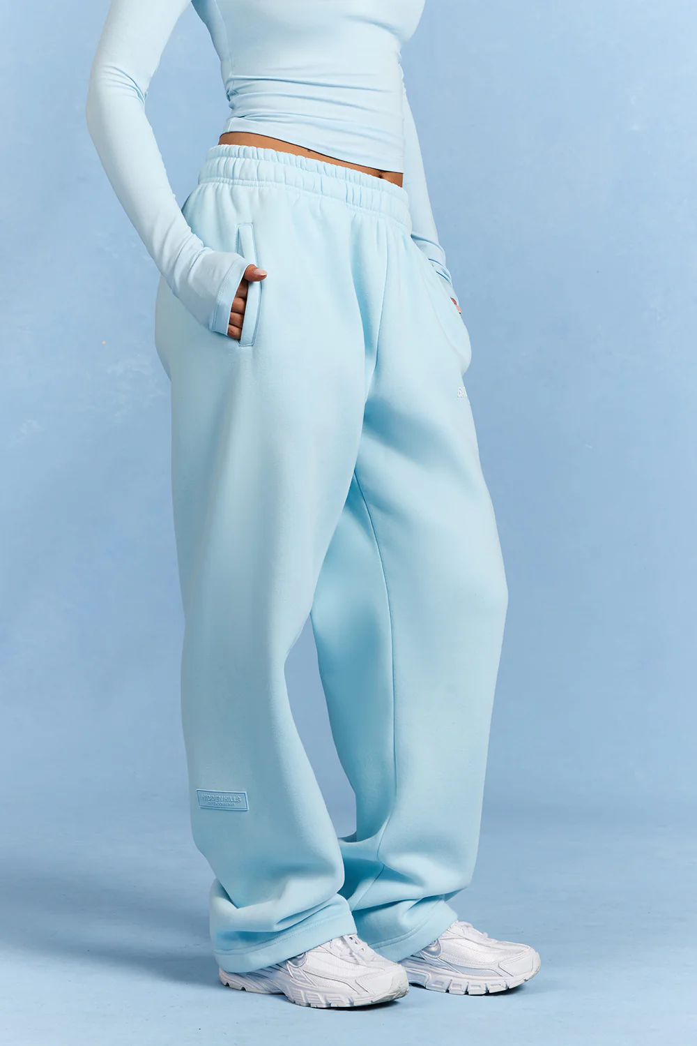 BASICS STRAIGHT LEG SWEATPANTS LIGHT BLUE - Image 2
