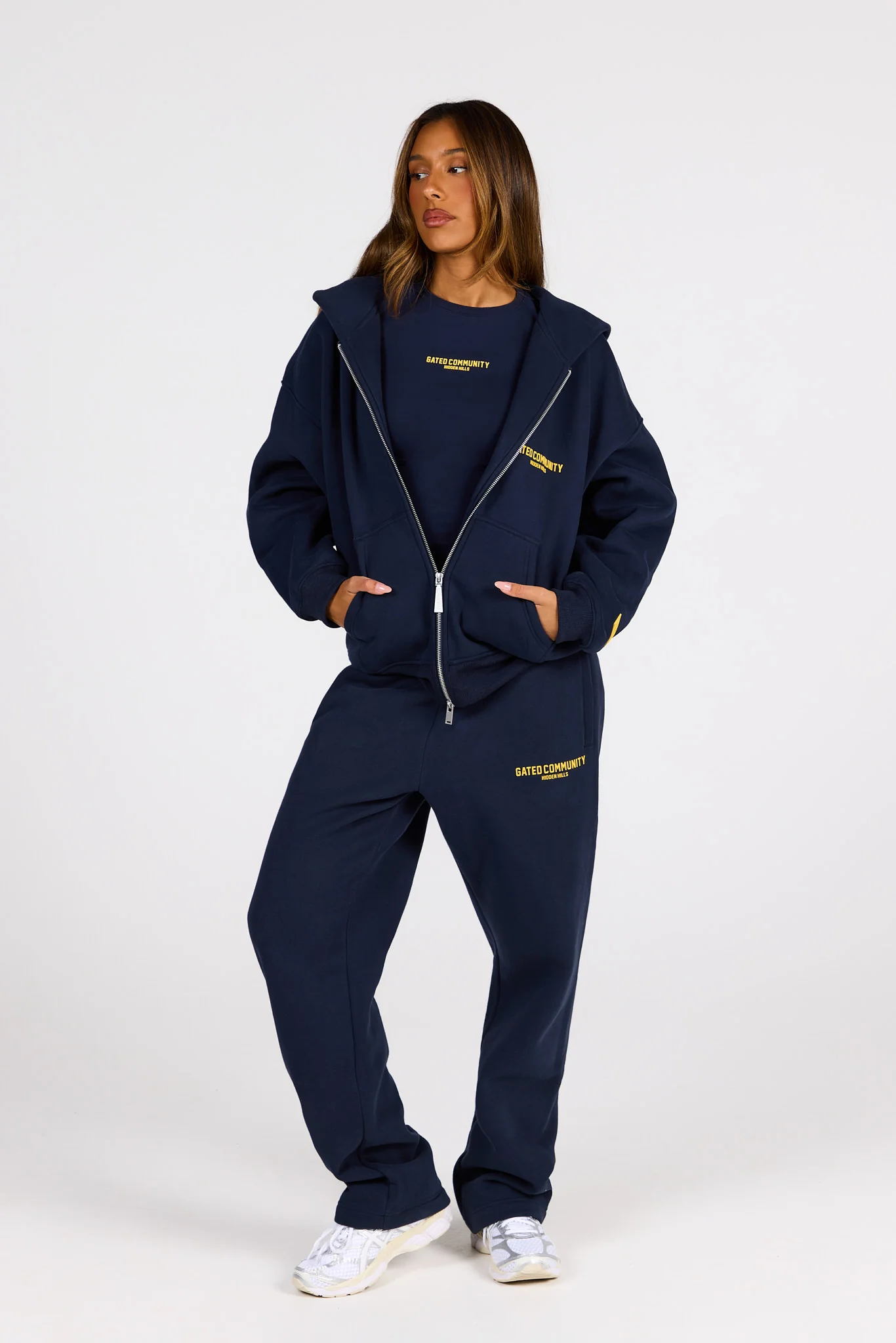 BASICS ZIP HOODIE AMBER/NAVY - Image 3