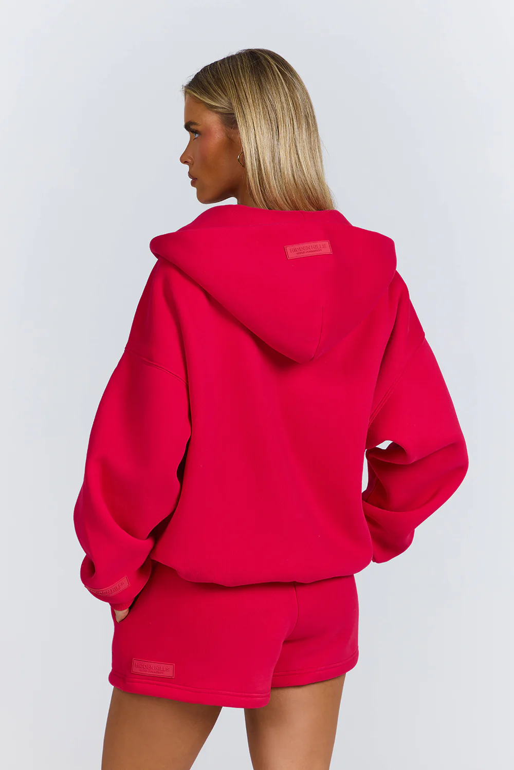 BASICS ZIP HOODIE RASPBERRY RED - Image 4