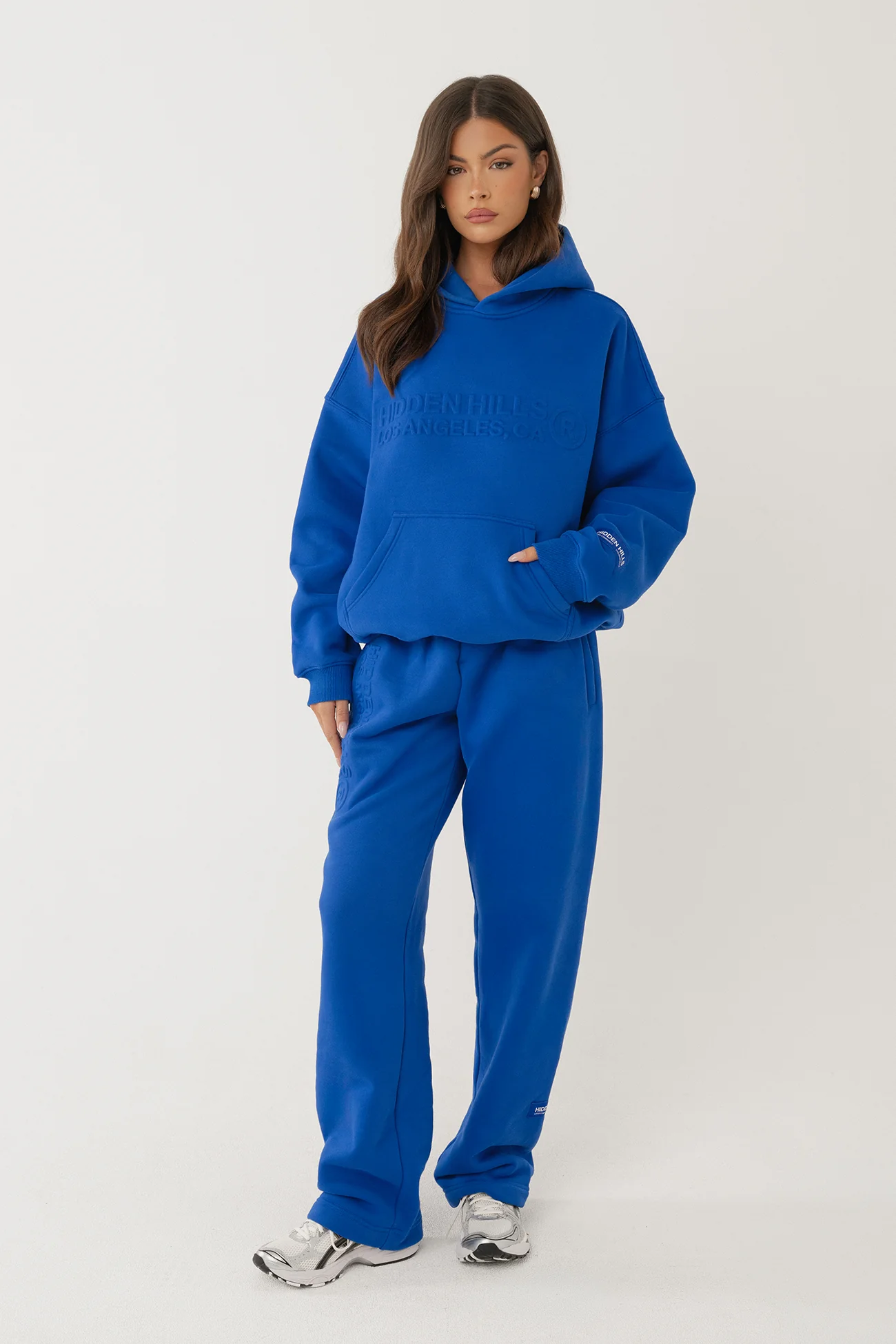 EMBOSSED STRAIGHT LEG SWEATPANTS ROYAL BLUE - Image 4