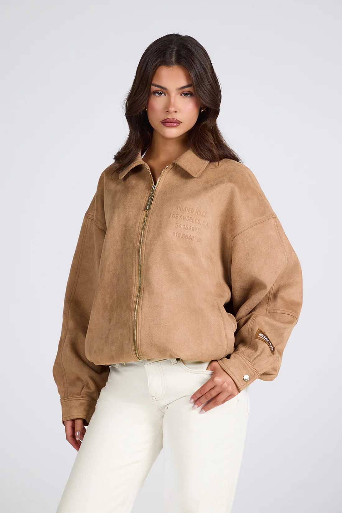 EMBOSSED SUEDE JACKET CAMEL