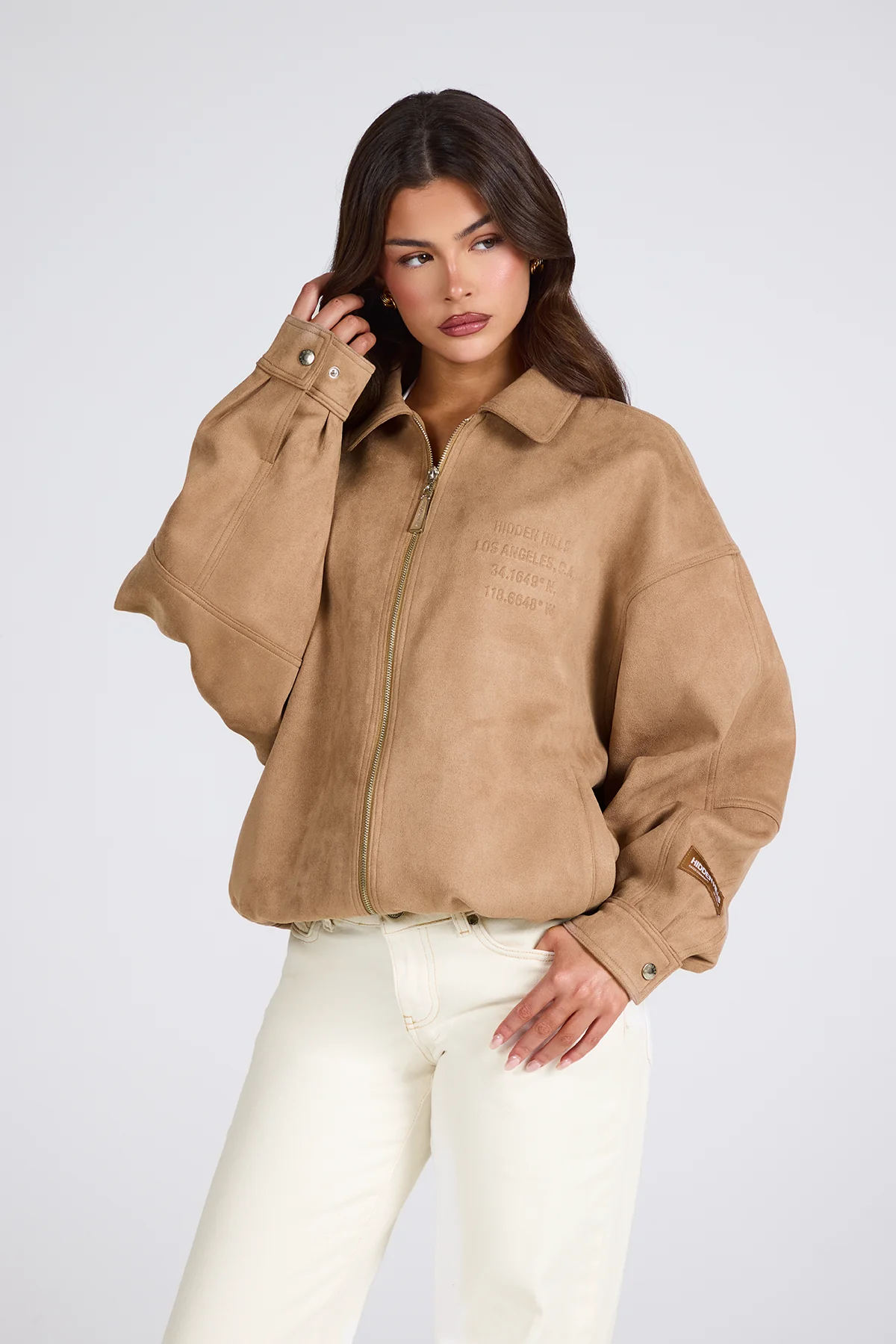 EMBOSSED SUEDE JACKET CAMEL - Image 2