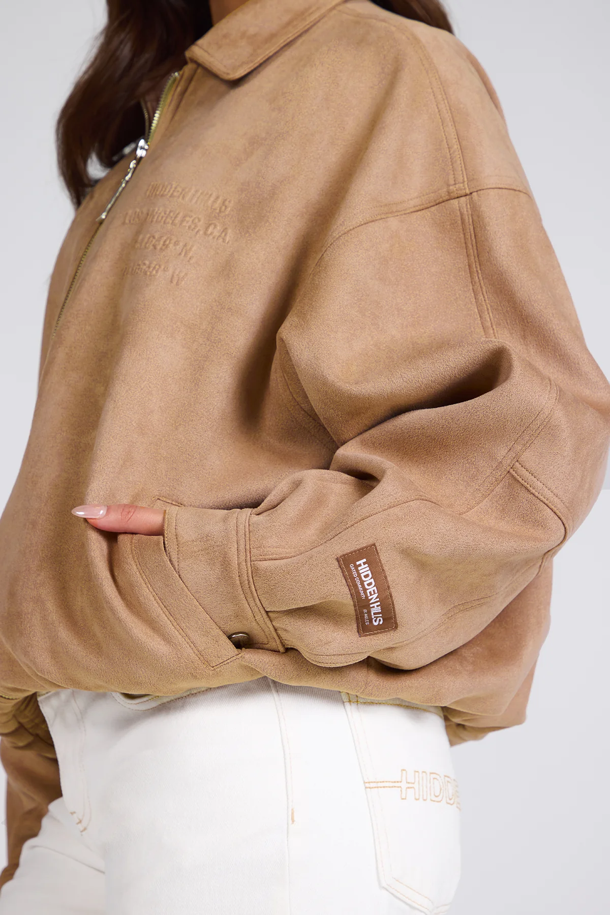 EMBOSSED SUEDE JACKET CAMEL - Image 4