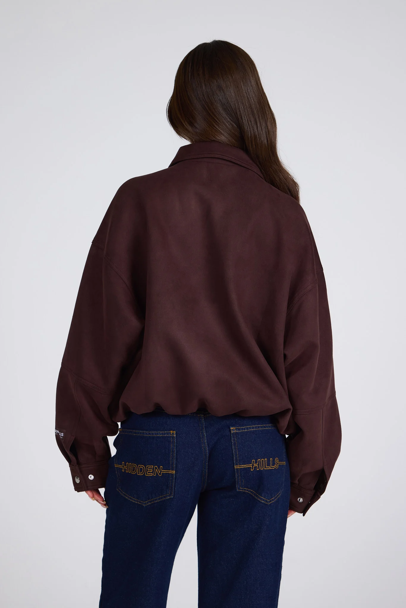 EMBOSSED SUEDE JACKET DARK BROWN - Image 4