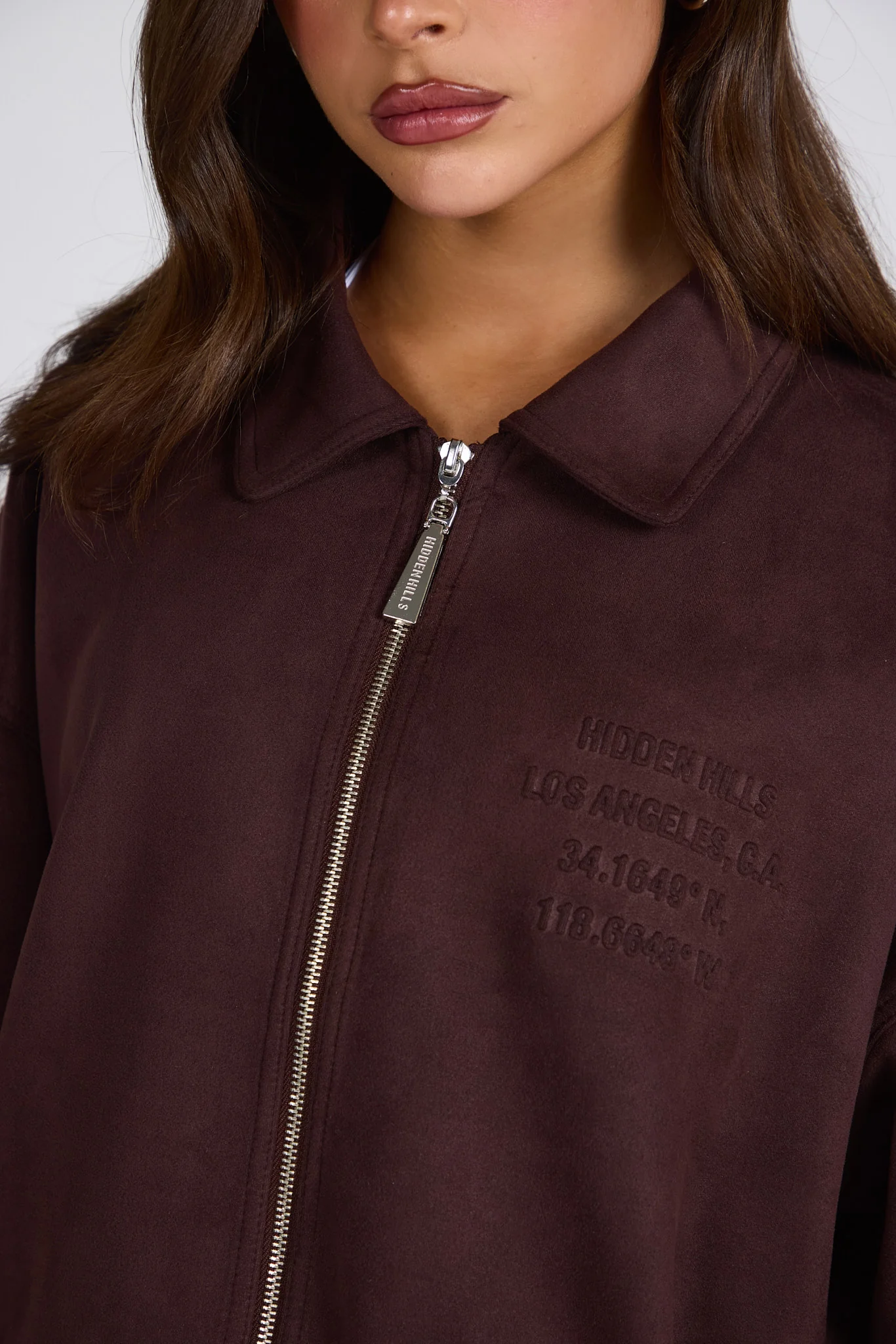 EMBOSSED SUEDE JACKET DARK BROWN - Image 5