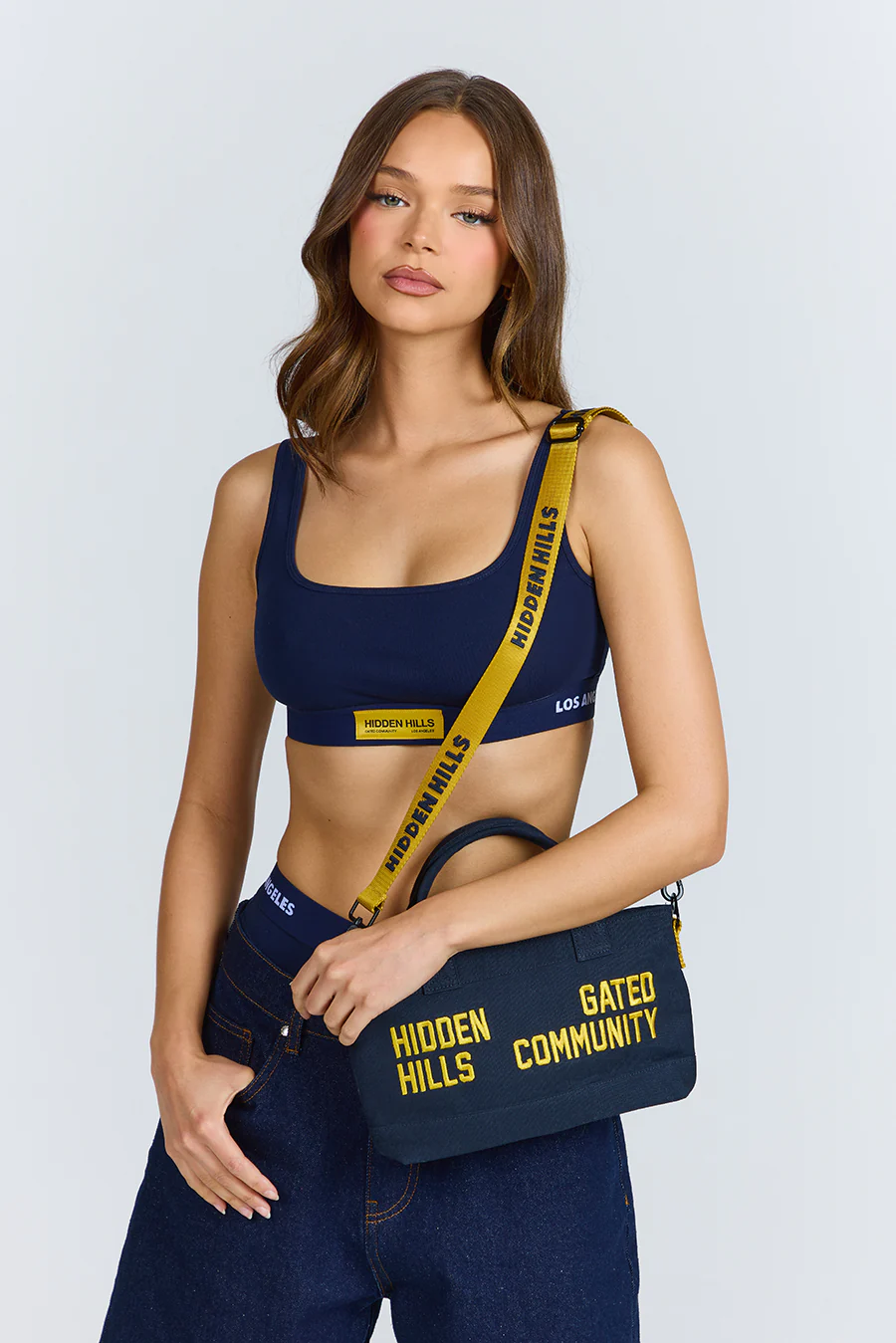 GATED COMMUNITY MINI CANVAS BAG AMBER/NAVY - Image 3