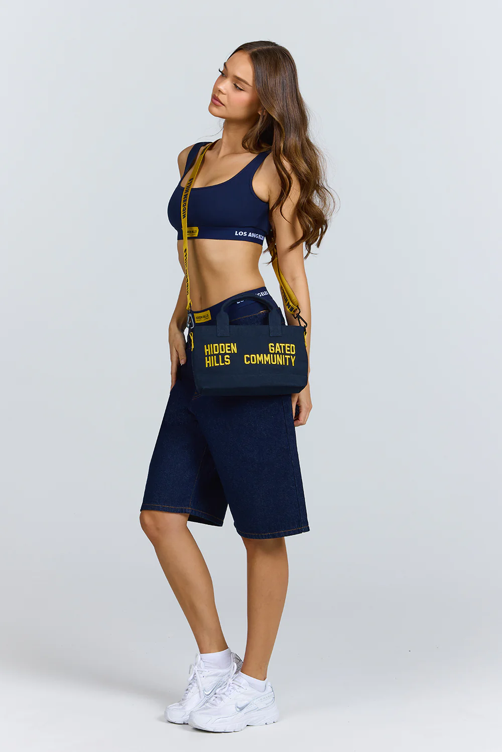 GATED COMMUNITY MINI CANVAS BAG AMBER/NAVY - Image 4