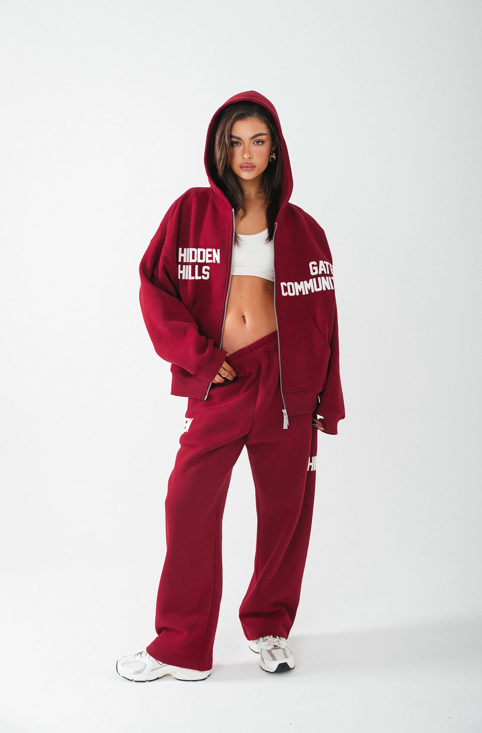 GATED COMMUNITY STRAIGHT LEG SWEATPANTS BURGUNDY - Image 4