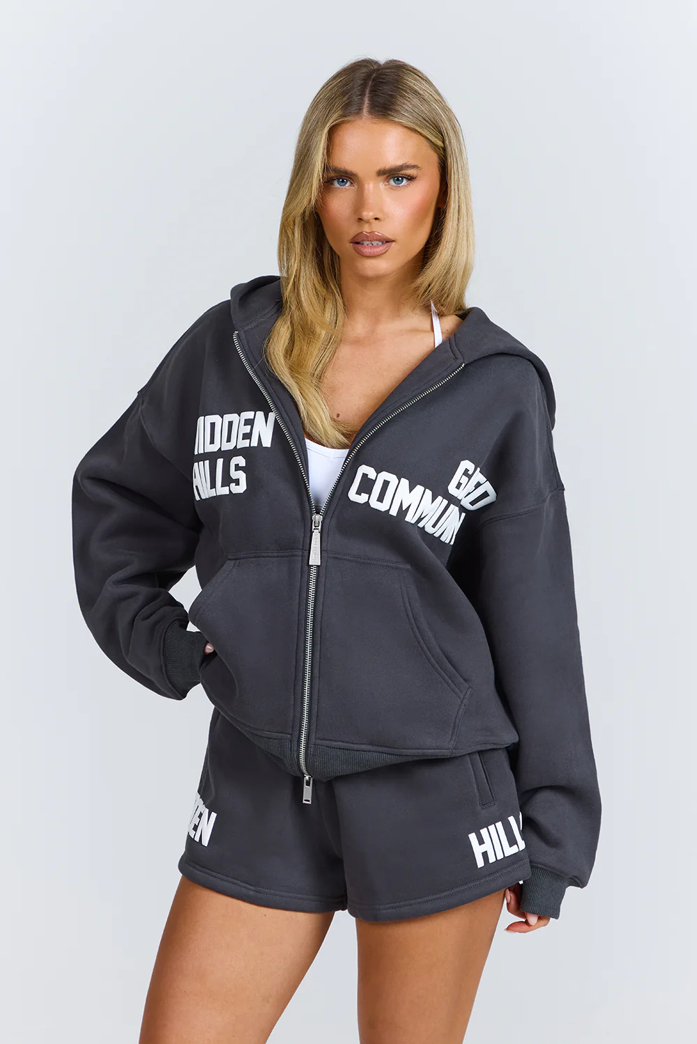 GATED COMMUNITY ZIP HOODIE DARK GREY
