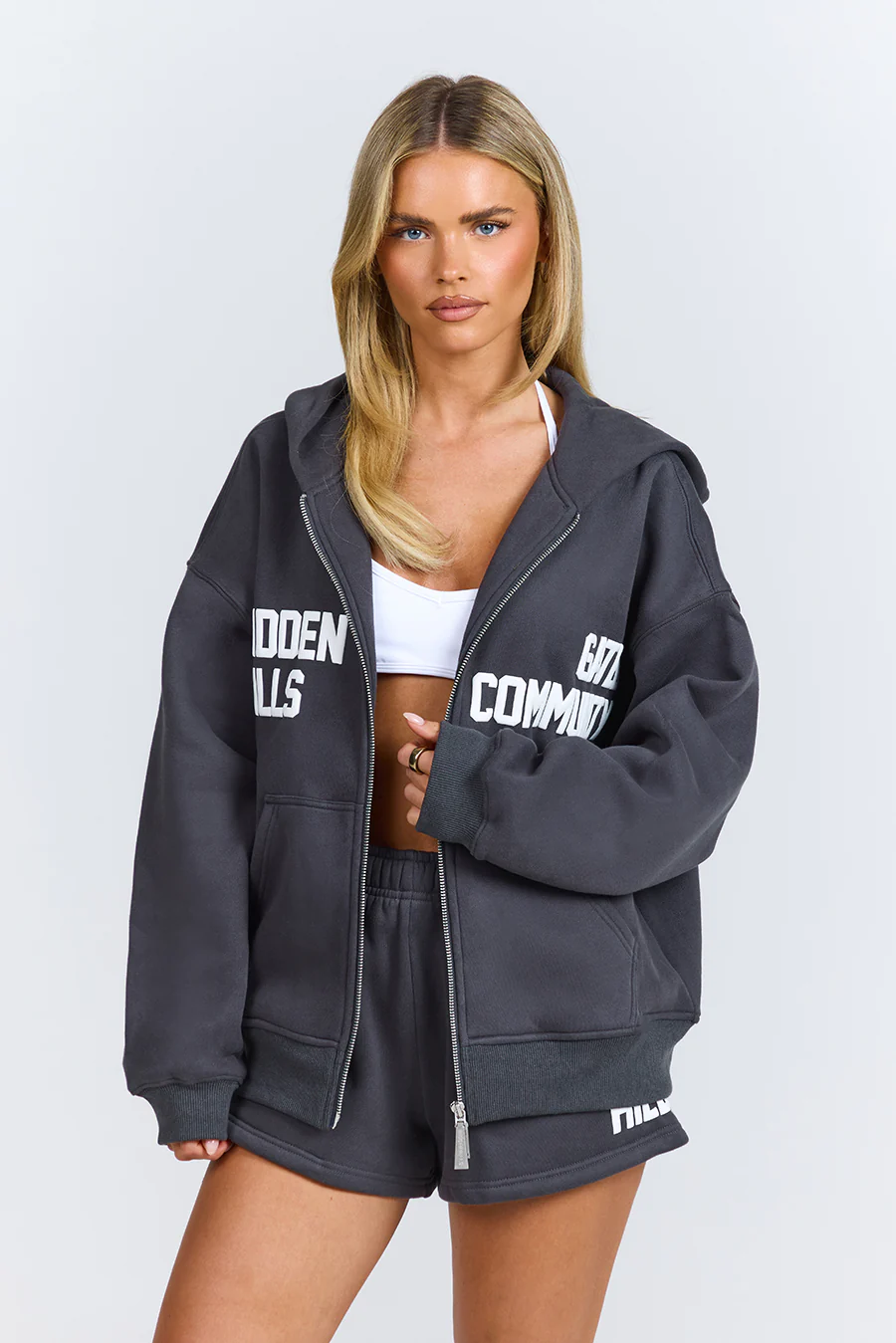 GATED COMMUNITY ZIP HOODIE DARK GREY - Image 3