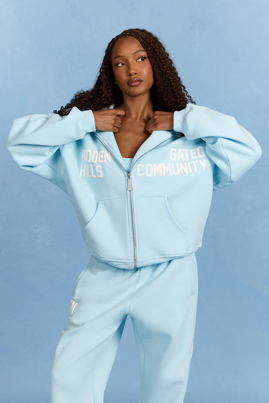 GATED COMMUNITY ZIP HOODIE LIGHT BLUE - Image 3