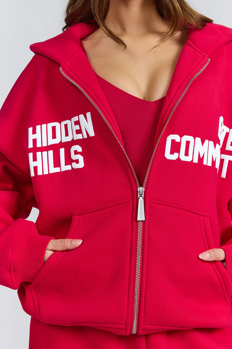 GATED COMMUNITY ZIP HOODIE RASPBERRY RED - Image 2