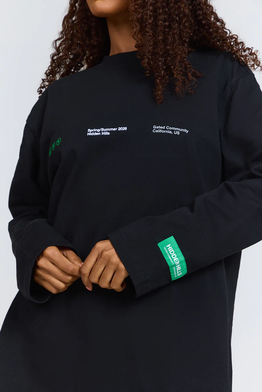 GRADIENT LOGO LONGSLEEVE T-SHIRT GREEN/BLACK - Image 3
