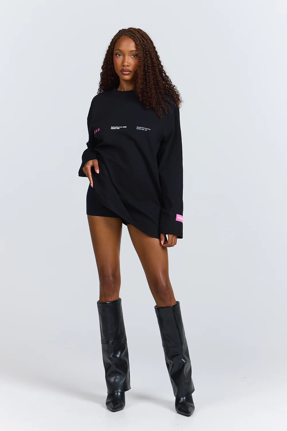 GRADIENT LOGO LONGSLEEVE T-SHIRT PINK/BLACK - Image 3