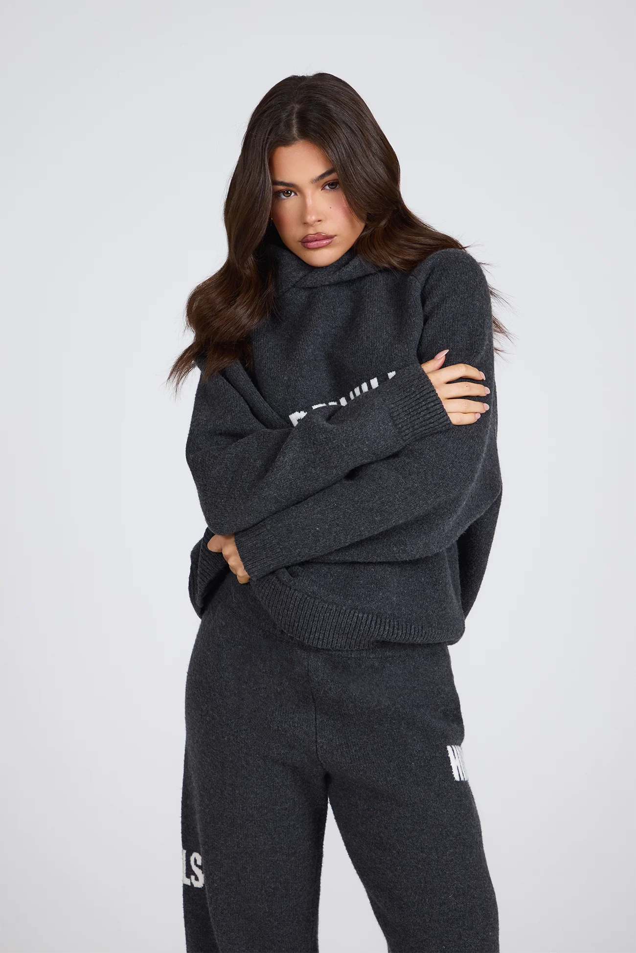 KNIT HOODIE DARK GREY - Image 3