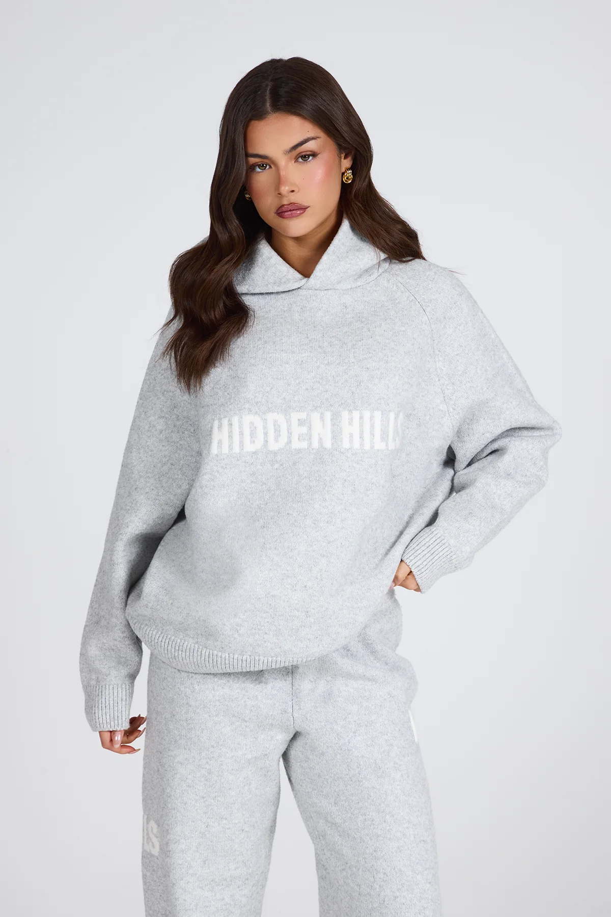 KNIT HOODIE LIGHT GREY