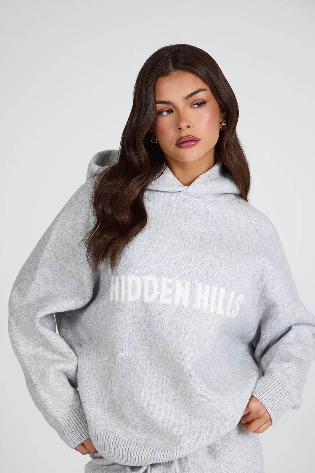 KNIT HOODIE LIGHT GREY - Image 2