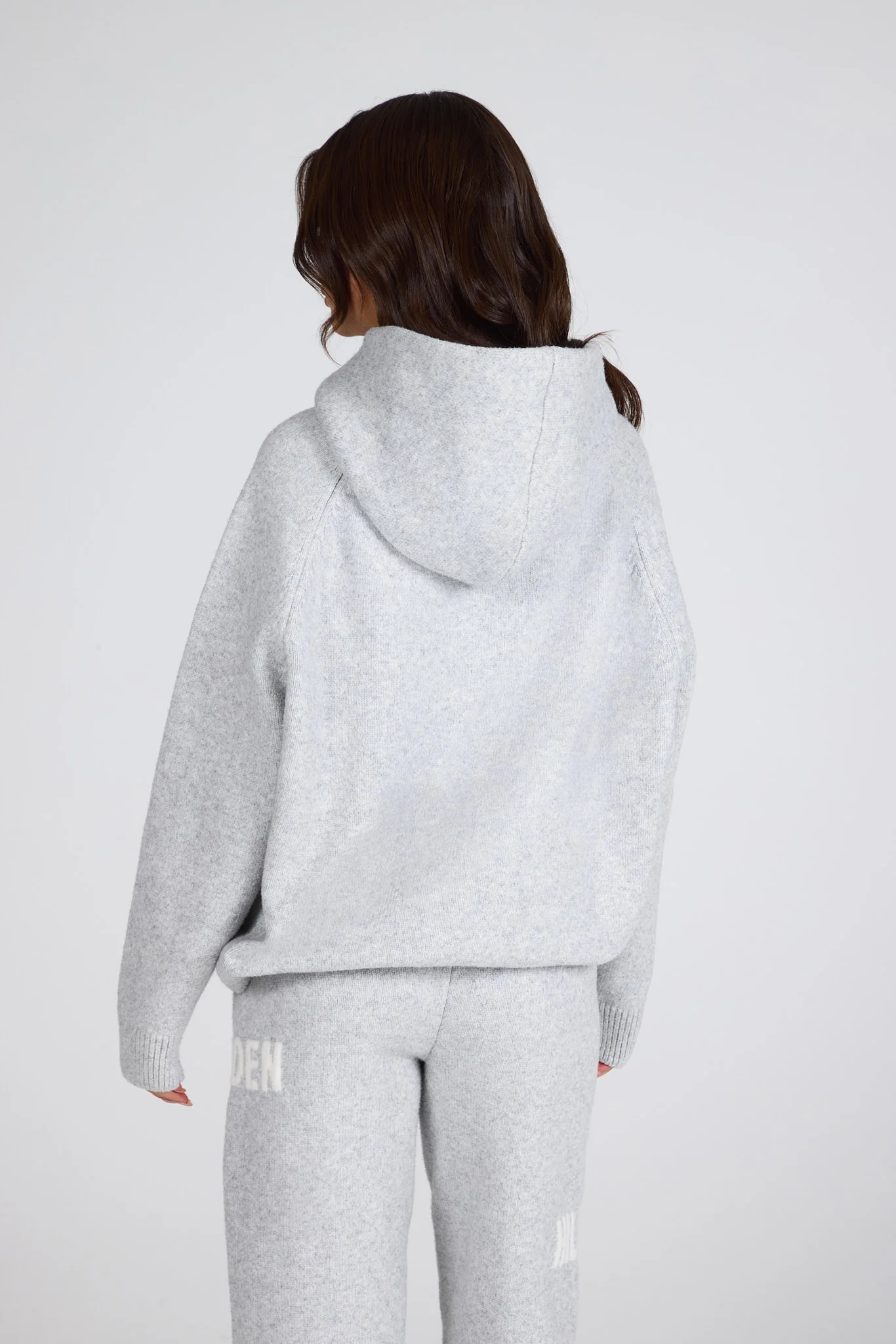 KNIT HOODIE LIGHT GREY - Image 3