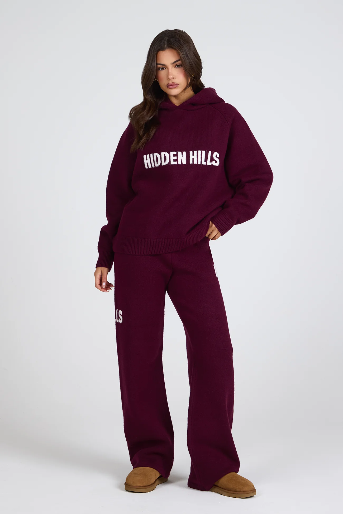 KNIT HOODIE DARK PLUM - Image 4