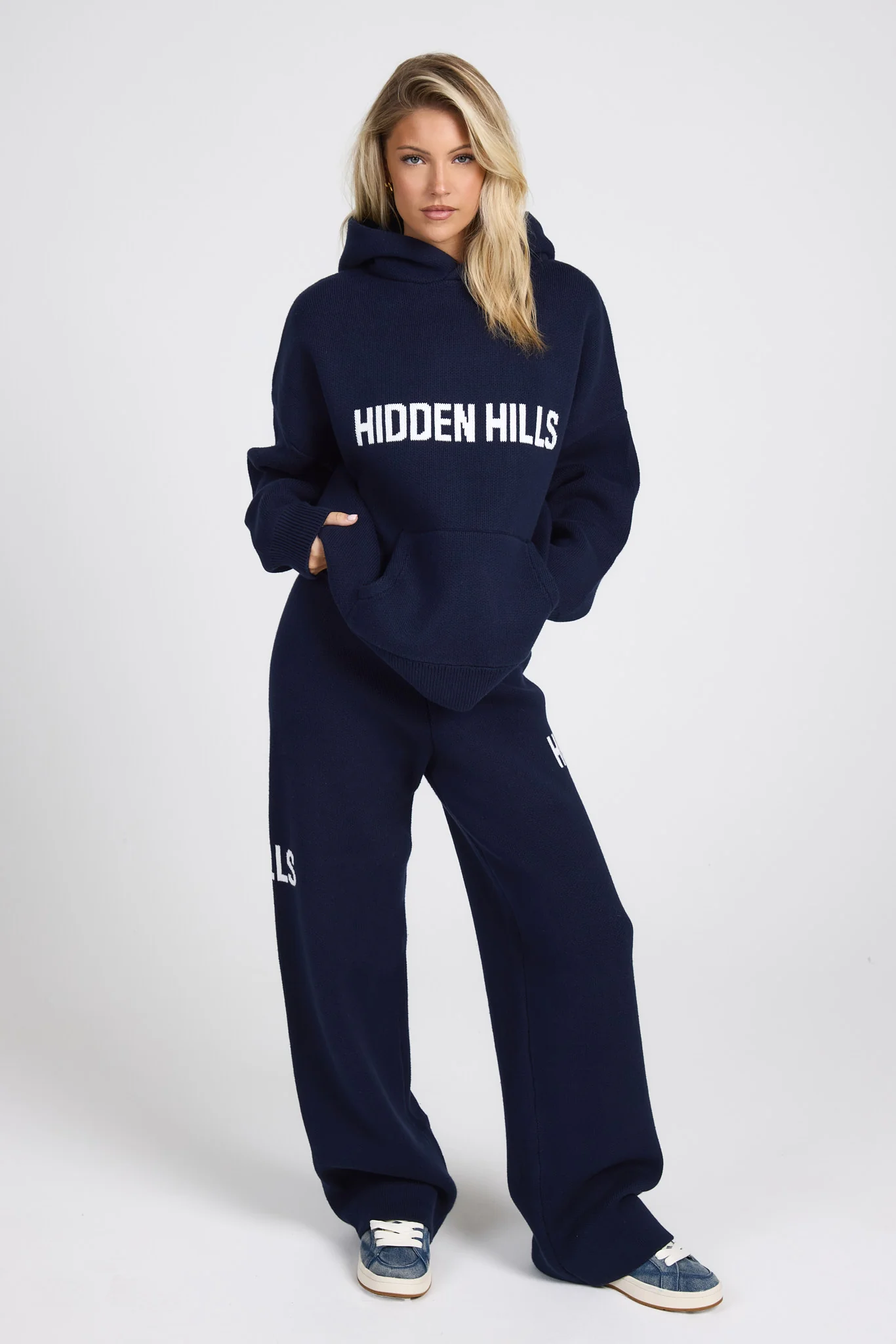 KNIT HOODIE NAVY - Image 3