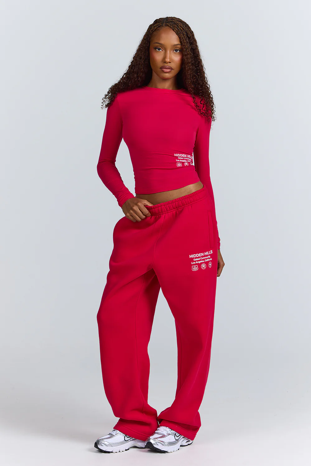 LABEL LONGSLEEVE TOP RASPBERRY RED - Image 3