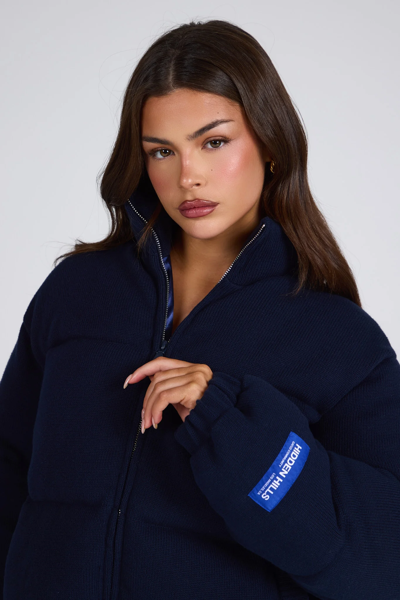 LABEL PUFFER JACKET NAVY - Image 3