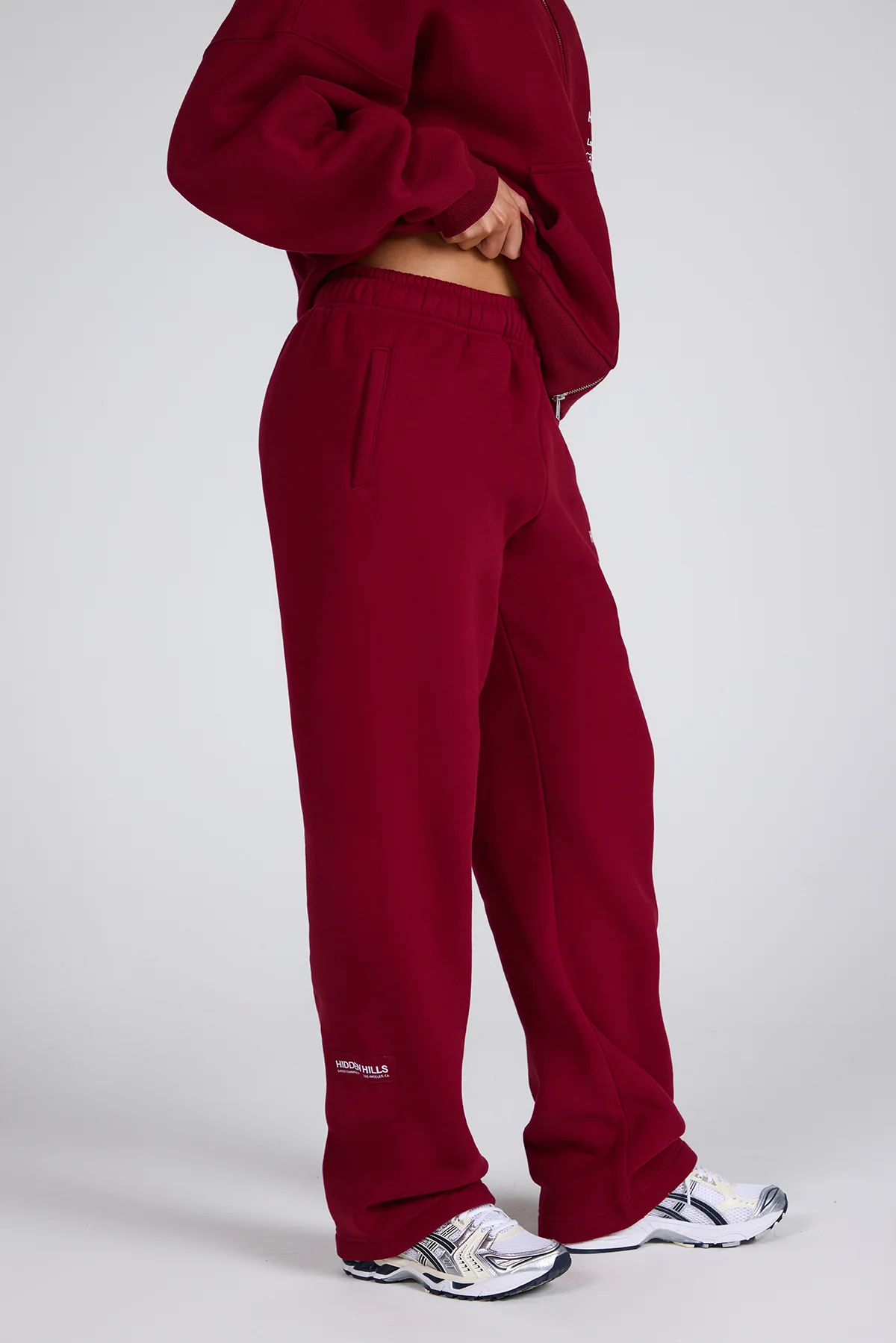 LABEL STRAIGHT LEG SWEATPANTS BURGUNDY - Image 3