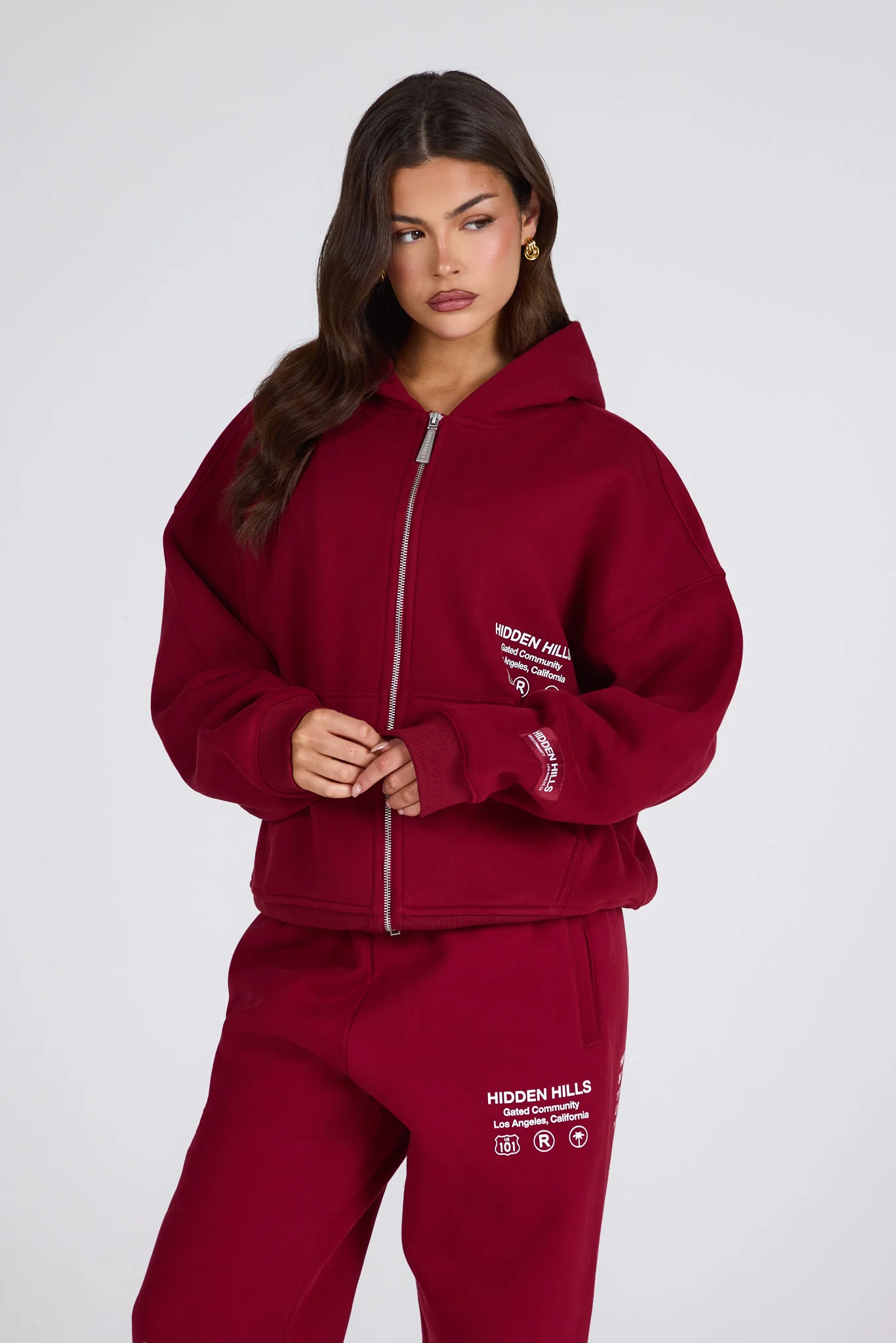 LABEL STRAIGHT LEG SWEATPANTS BURGUNDY - Image 4