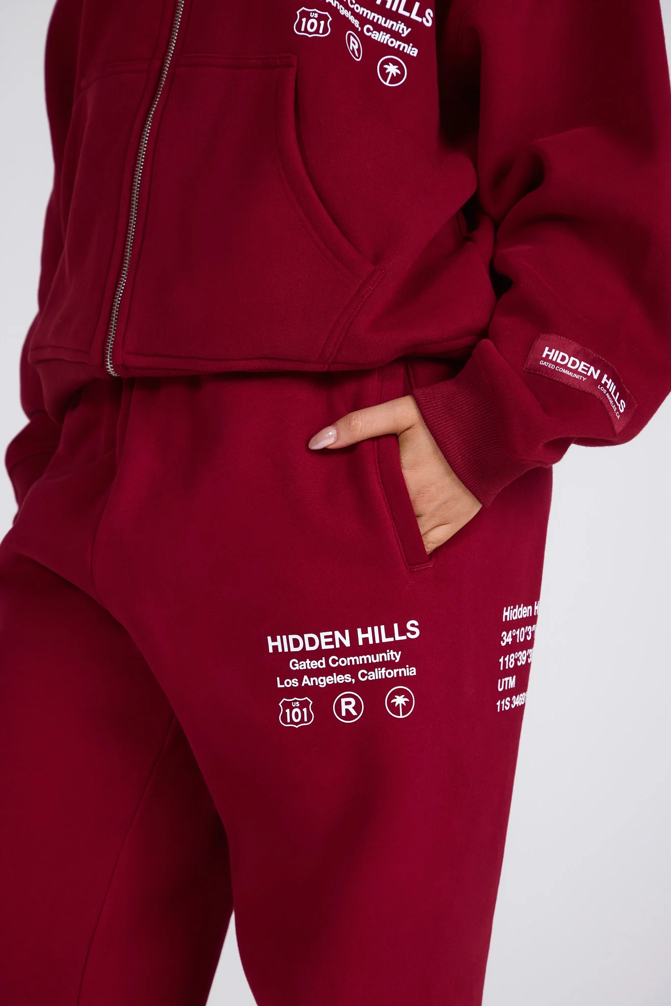 LABEL STRAIGHT LEG SWEATPANTS BURGUNDY - Image 5