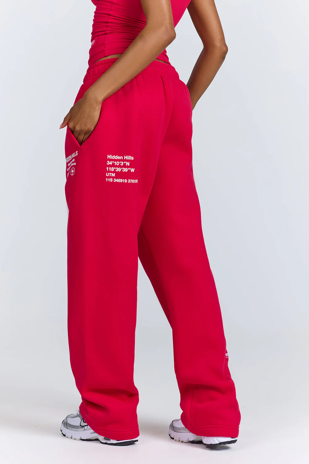 LABEL STRAIGHT LEG SWEATPANTS RASPBERRY RED - Image 3