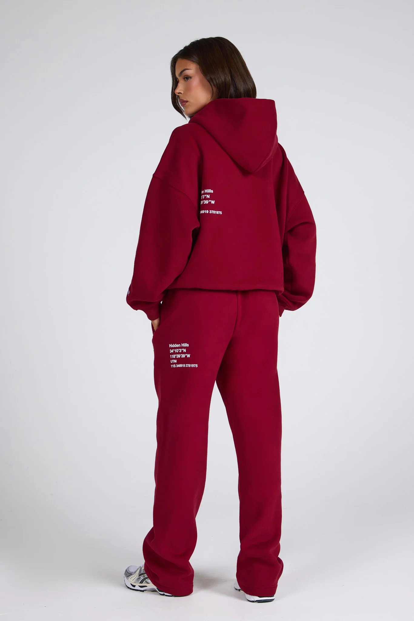 LABEL ZIP HOODIE BURGUNDY - Image 4