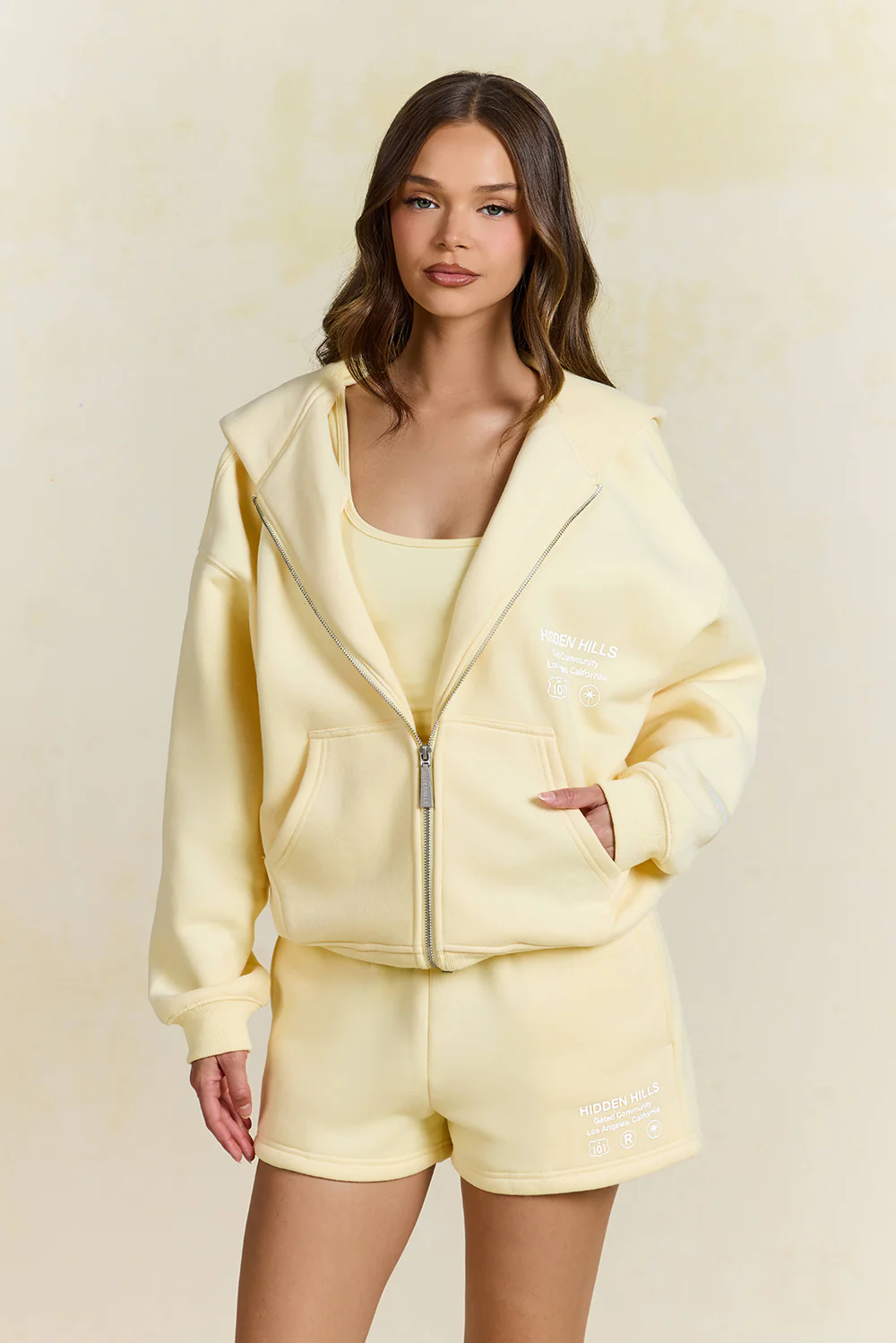 LABEL ZIP HOODIE BUTTER YELLOW