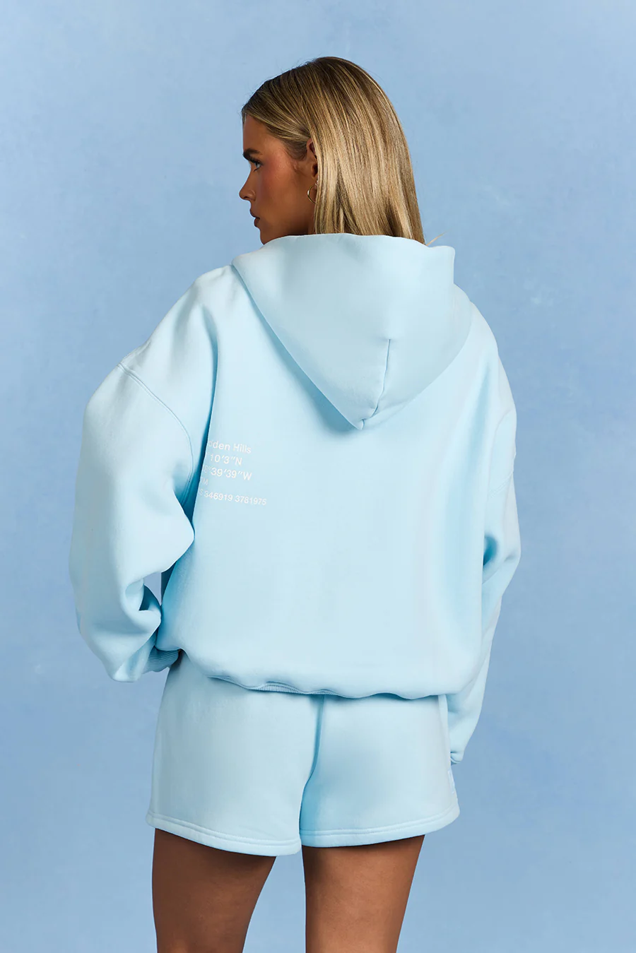 LABEL ZIP HOODIE LIGHT BLUE - Image 3