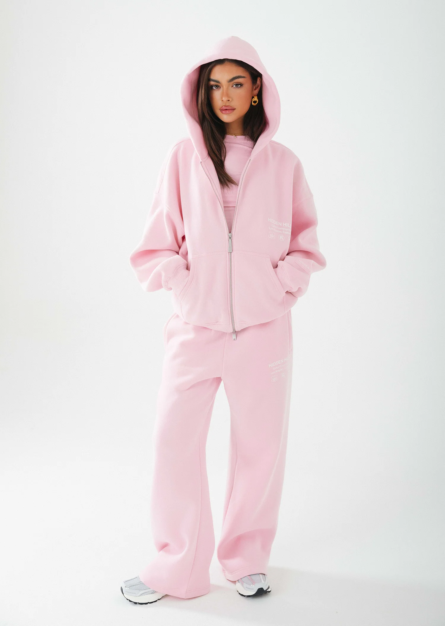 LABEL ZIP HOODIE LIGHT PINK - Image 4