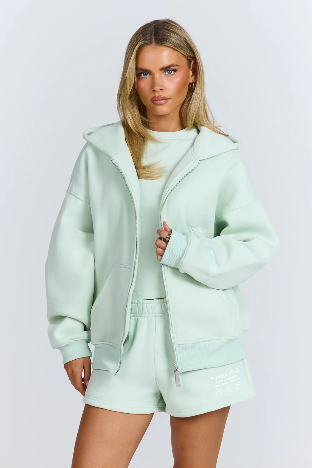 LABEL ZIP HOODIE MINT