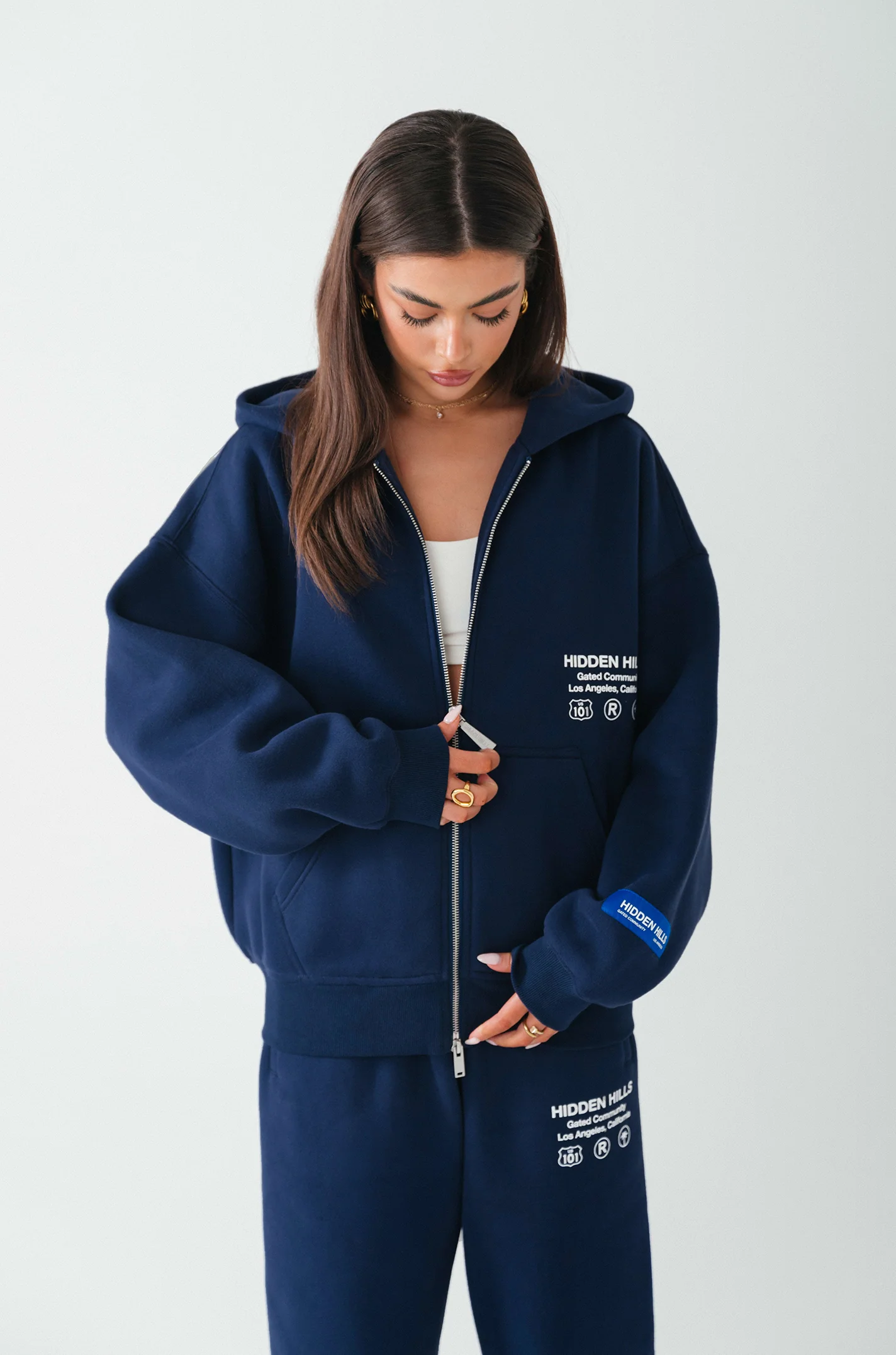 LABEL ZIP HOODIE NAVY - Image 4