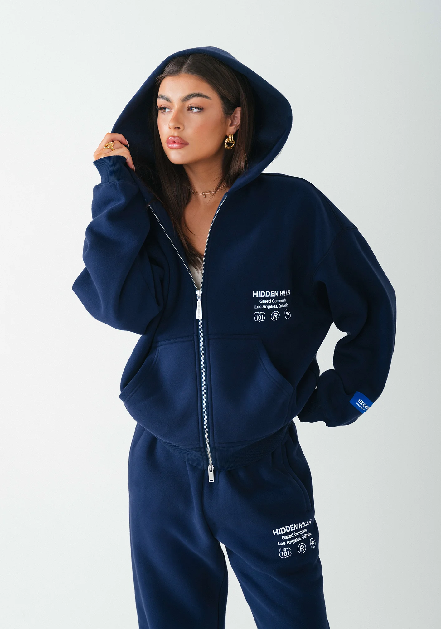 LABEL ZIP HOODIE NAVY - Image 6