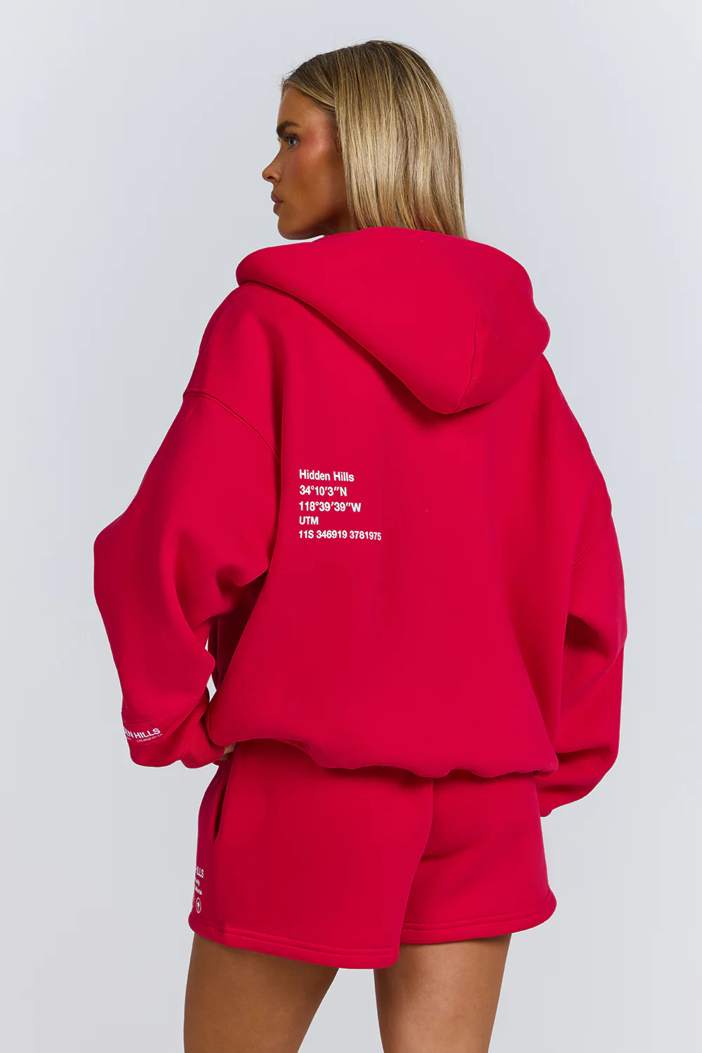 LABEL ZIP HOODIE RASPBERRY RED - Image 3