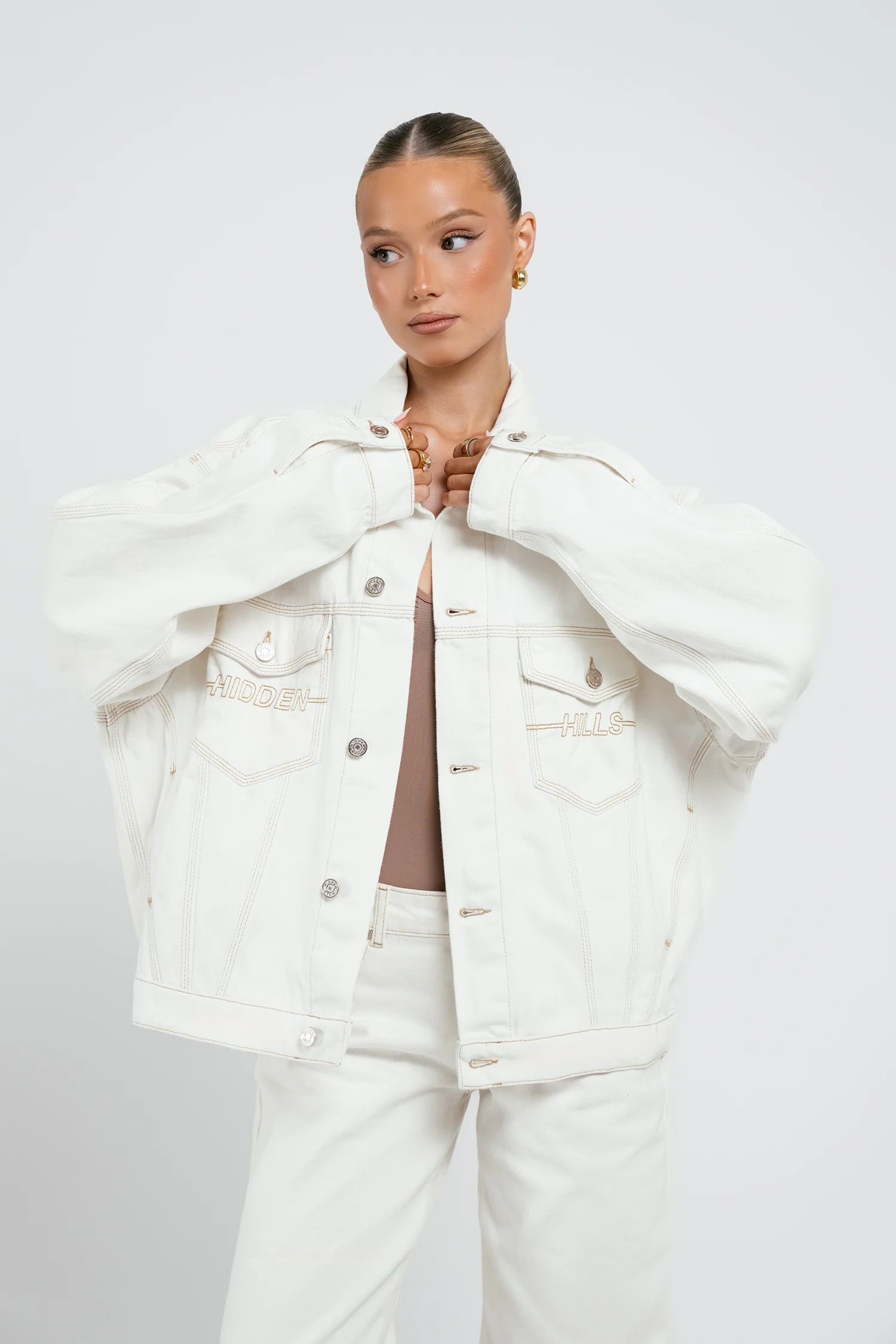 LOGO STITCH DENIM JACKET OFF WHITE - Image 4