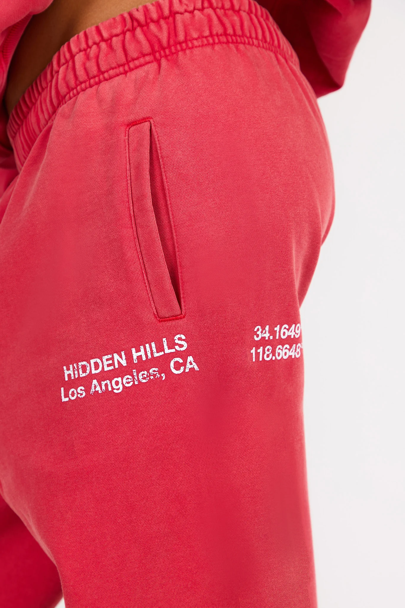 VINTAGE WASH STRAIGHT LEG SWEATPANTS RASPBERRY RED - Image 3